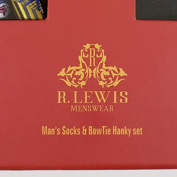 Bow Tie Hanky Socks Box Set by R Lewis RGB003 Blue - Picture 7 of 7